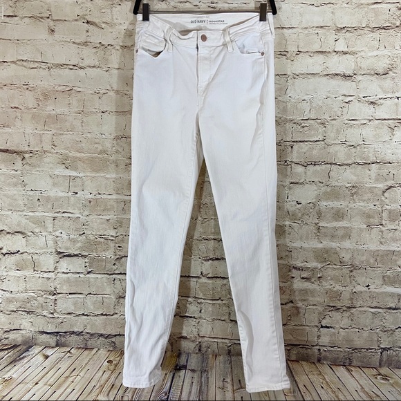 Old Navy Denim - Old navy rockstar white mid rise denim size 10 R